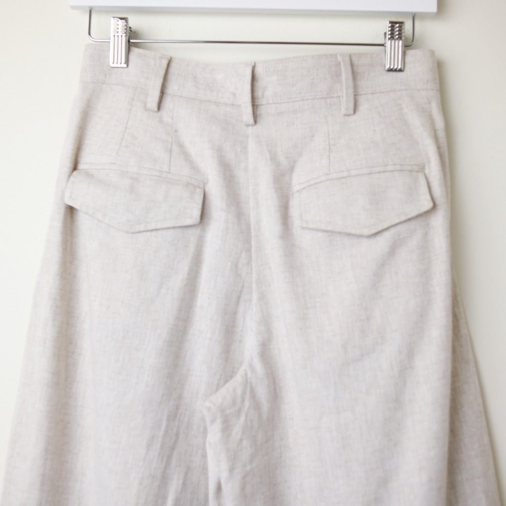 Banana Republic Linen Cotton Wide Leg Pants Women 2 P Beige Pleated Minimalist - Picture 6 of 12